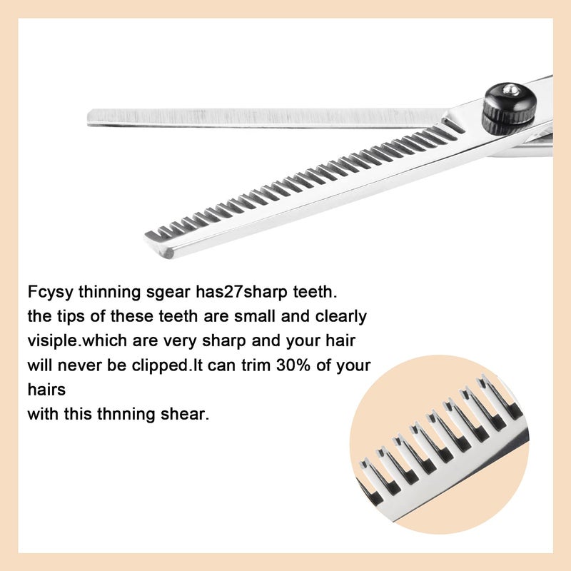 Fcysy Professional 10 Pcs Sharp Barber Hair Cutting Kit - Thinning Shears Set, Haircut Scissors & Hairdressing Shears with Accessories in Leather Case for Women, Men & Pet - Image 4
