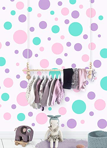 Create-A-Mural Polka Dot Wall Decals -Pastel Decor For Girls Room Stickers (Lilac,Pink,Mint) Vinyl Peel & Stick Nursery - Image 1