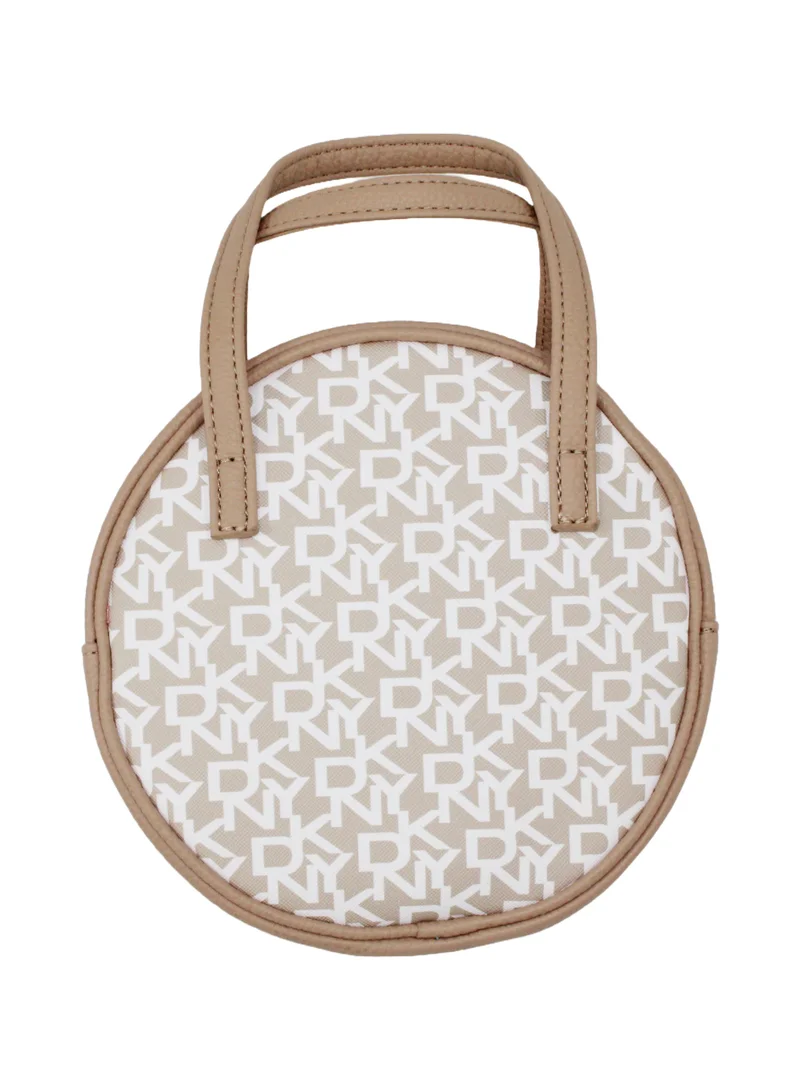 DKNY DKNY Signature Stripe Original Circle Bag Cosmetic Bag, Travel Make up Bag Small, Small Lightweight Cosmetic Bag Storage Bag, Small Makeup Bag, Travel Toiletry Bag
