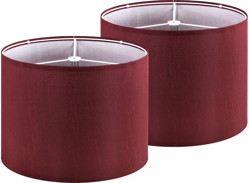 GO&SO GOSO 13" Burgundy Red Lamp Shades Faux Silk, Set of 2 Medium Victorian Lamp Shades for Table Lamps Floor Lamps,13 ×13 ×10 IN (Spider) Lampshades Replace,Night Stand Light for Bedroom Required Assembly - Image 1