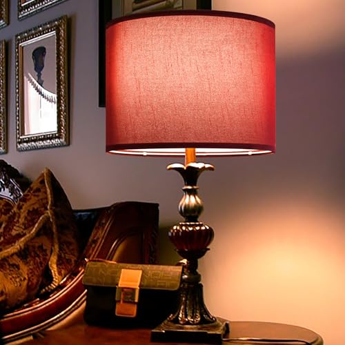 GO&SO GOSO 13" Burgundy Red Lamp Shades Faux Silk, Set of 2 Medium Victorian Lamp Shades for Table Lamps Floor Lamps,13 ×13 ×10 IN (Spider) Lampshades Replace,Night Stand Light for Bedroom Required Assembly - Image 4
