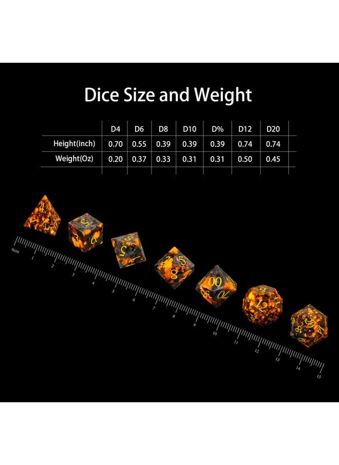 Lucky-M LUCKY-M Natural Flame Yooperlite Gemstone DND Dice, Birthday Gifts for Him, 7PCS Dungeons and Dragons Dice Set with Case for RPG, Handmade Cool Dice Sets DD  - Image 3