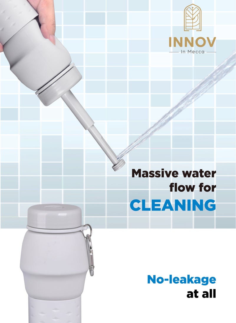 INNOV In Mecca شطاف محمول، شطاف محمول، شطاف محمول بسعة 500 مل مع فوهة قابلة للسحب، رعاية ما بعد الولادة، شطاف للسفر، زجاجة قابلة للطي، مناسبة للرجال، الأطفال، النساء أو المرضى طريحي الفراش - Image 1