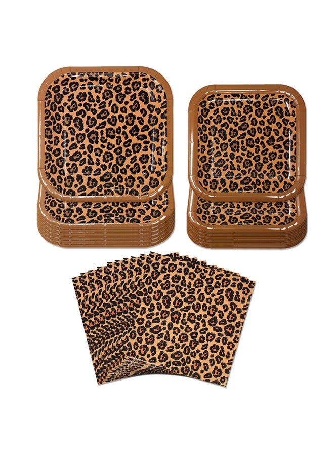 بلو أورتشدس أطباق ومناديل حفلات بطبعة جلد النمر (52 قطعة لـ 16 ضيفًا) - أطباق ومناديل بطبعة جلد النمر، لوازم حفلات أعياد الميلاد بطبعة جلد النمر، ديكورات حفلات أعياد الميلاد على شكل حيوانات - Image 1