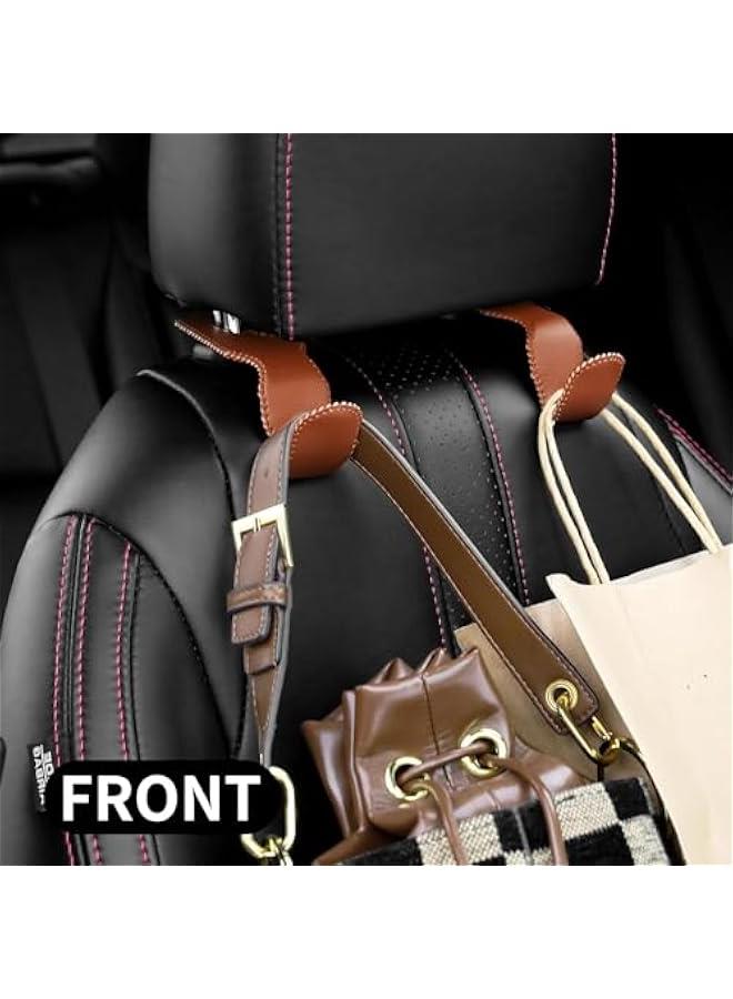 HOOKOR Car Seat Headrest Hooks, Car Seat Back Headrest Storage Hook Hanger for Purse Coats Umbrellas, Grocery, Bags, Handbag, 2 Pack, Brown (80-03) - Image 3