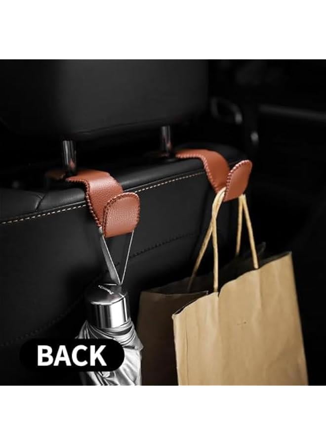 HOOKOR Car Seat Headrest Hooks, Car Seat Back Headrest Storage Hook Hanger for Purse Coats Umbrellas, Grocery, Bags, Handbag, 2 Pack, Brown (80-03) - Image 4