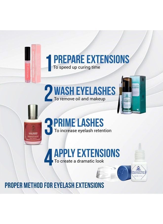 Diamond Clear Eyelash Extension Glue - Forabeli 5ml Crystal Clear Strong Lash Adhesive for Professional Use | Semi Permanent Classic and Volume Eyelash Extensions | 2-3 sec Drying | 6 Week Retention