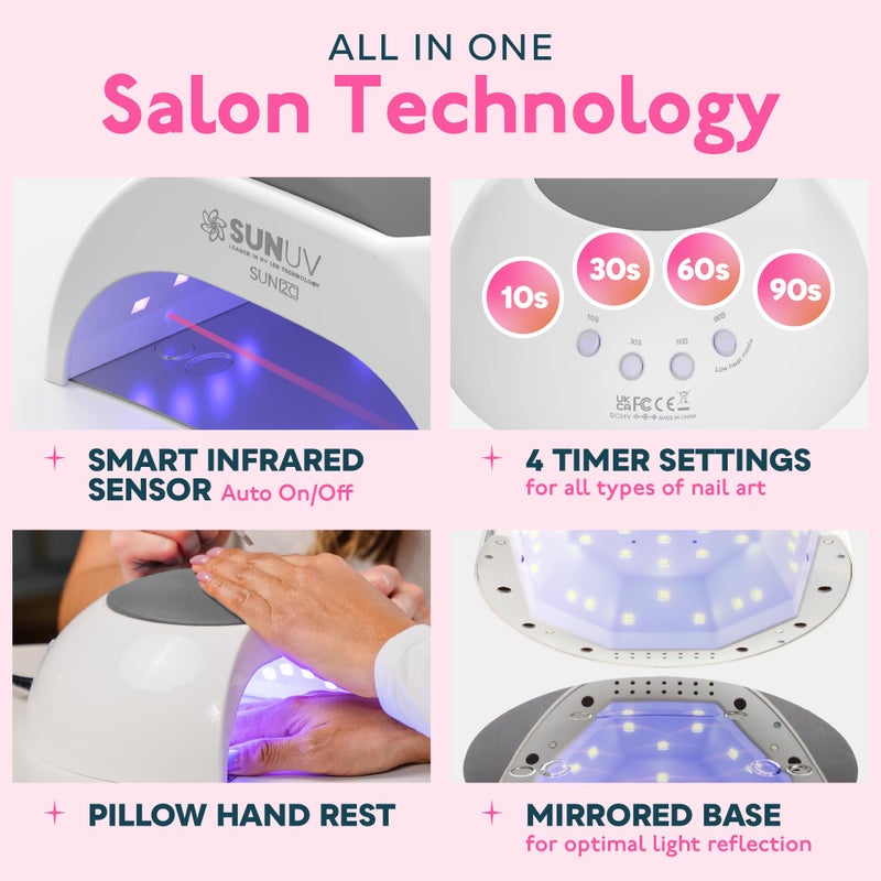 SUNUV UV Light for Gel Nails Polish, UV LED Nail Lamp with 4 Timer Settings, Auto Sensor Removable Base SUN2C Grey - Image 2