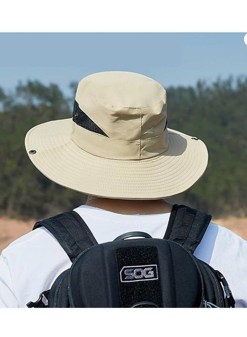 Mens Womens Sun Hat Cowboy Hat with Straw Wide Brim Breathable Boonie Hat for Fishing Hiking Garden Beach - Image 3