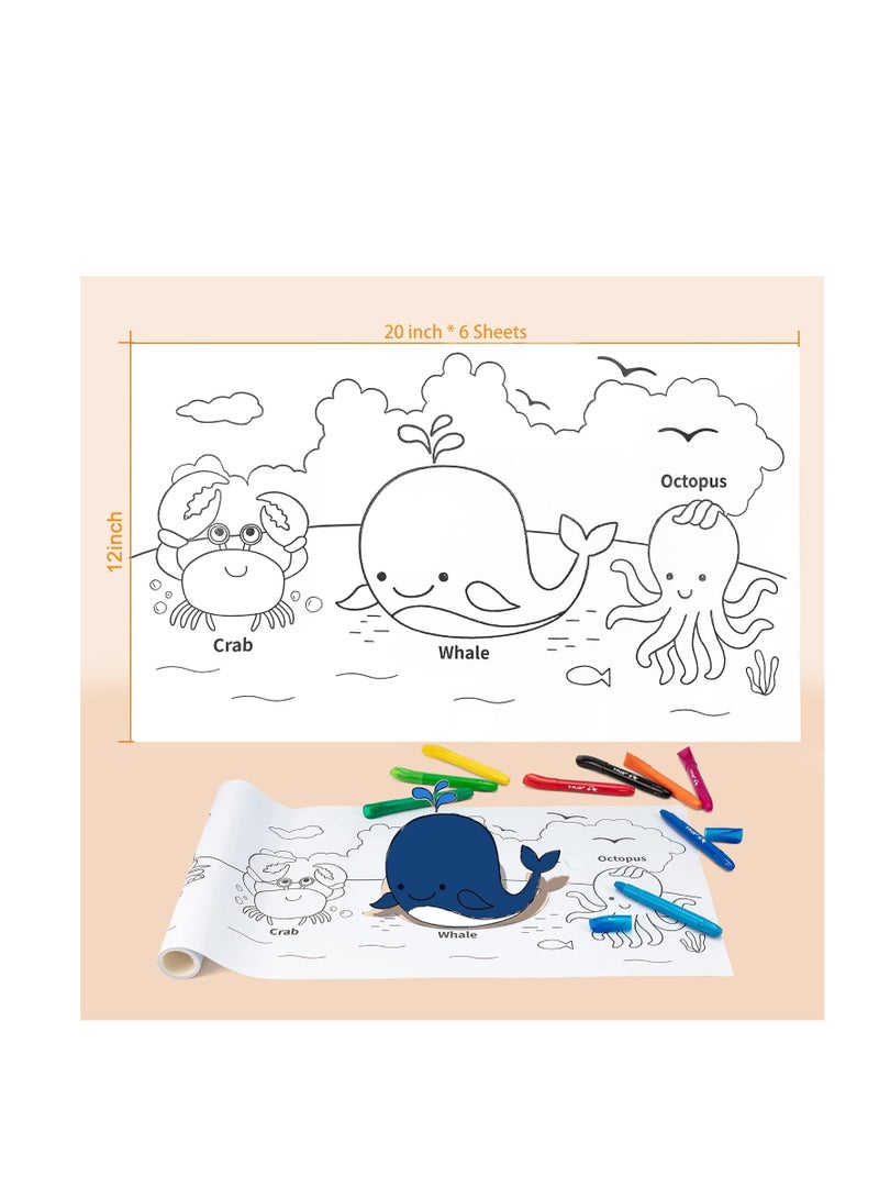 YPLUS,Coloring Paper Roll for Kids, Toddler Drawing Paper Roll, Squeaky Clean Sticky Wall Painting Stickers Set for Gift, 120 * 11.8 Inch Animal - Image 2