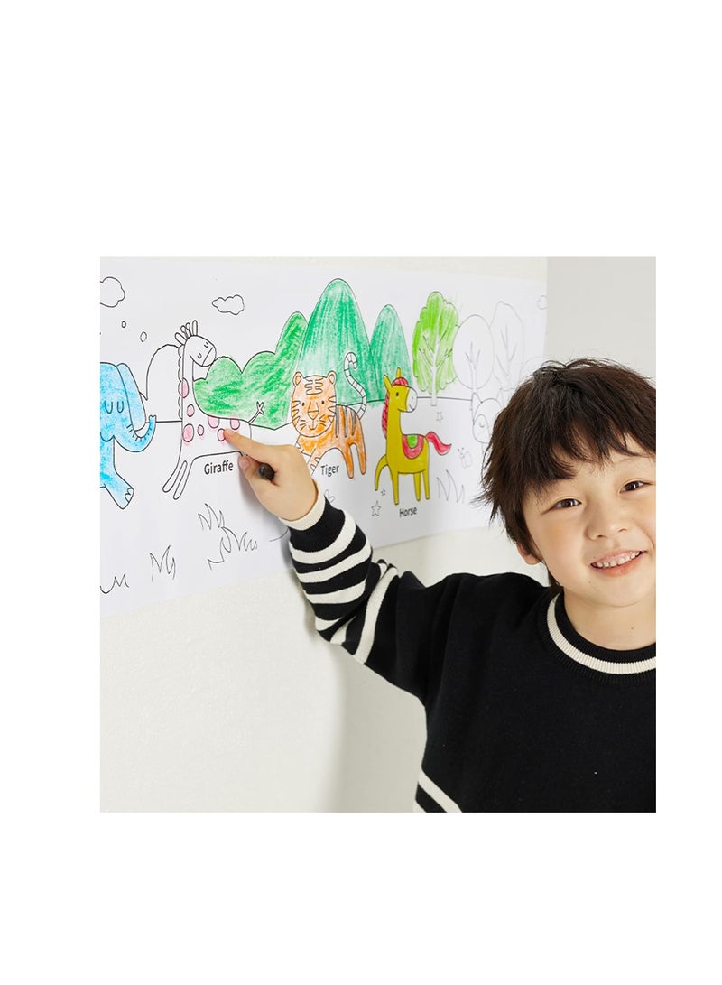 YPLUS,Coloring Paper Roll for Kids, Toddler Drawing Paper Roll, Squeaky Clean Sticky Wall Painting Stickers Set for Gift, 120 * 11.8 Inch Animal - Image 5