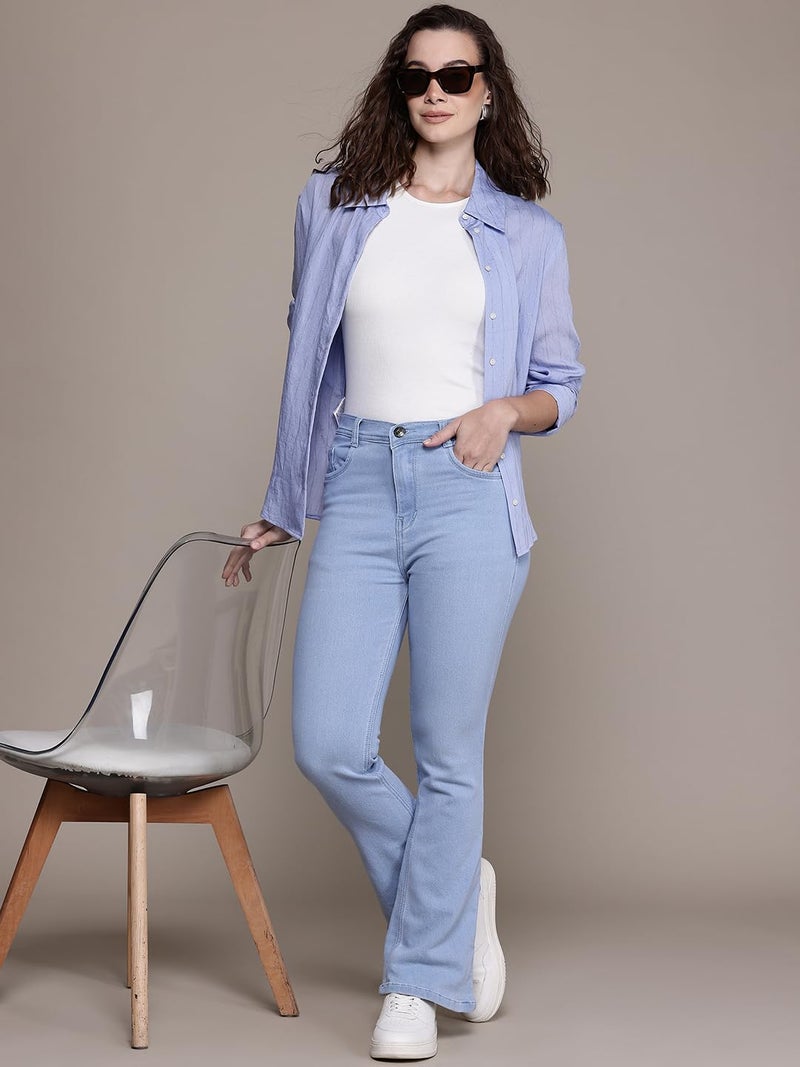 Nifty Women's Denim Stretchable High Waist Bootcut Jeans (1478_ICE_34_Light_Blue_34) - Image 5