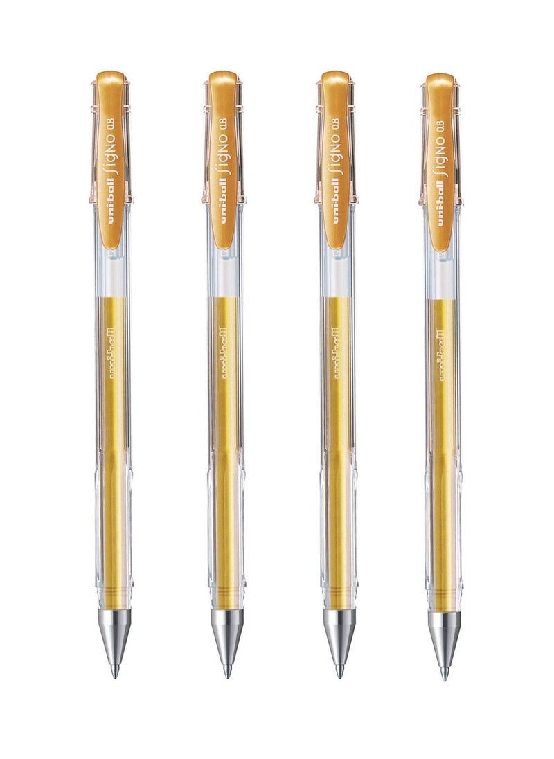 Uniball - 4-Piece Signo Roller Pen 0.8mm Tip Gold Ink - Image 1