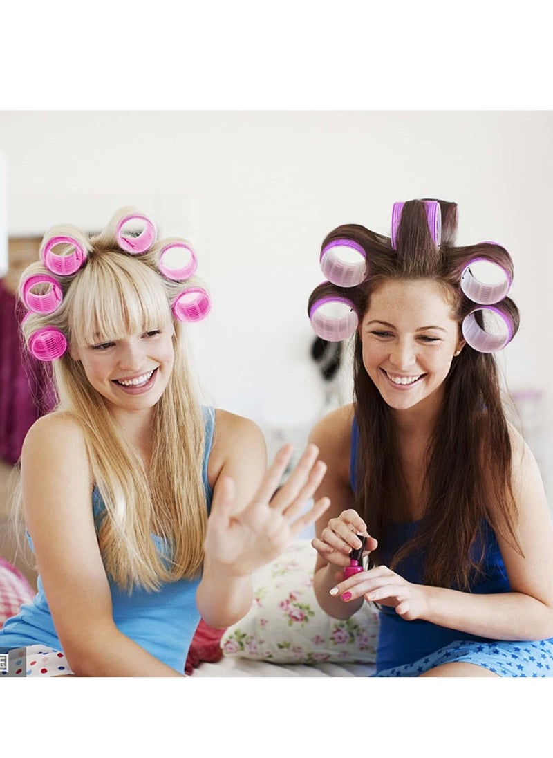 QIRRA Self Grip Hair Rollers Curlers 16 Pcs Set with 8Pcs Hair Rollers 2 Sizes (4 Jumbo & 4 Large) and 8 Pcs Hair Clips for Long Medium Short Thick Fine Thin Hair Volume  - Image 5