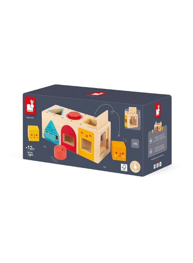 Janod Geometric Shapes 6 pc Wooden Sorting Box - Ages 12+ Months - J05330 - Image 5