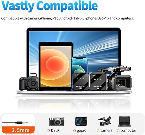 coku Wireless Mic for YouTube, Dual Microphone for Recording Videos, Professional Mic Wireless Lavalier with Noise Cancellation, Long Distance & Battery Life, Mike for Singing & Video Recording - Image 3