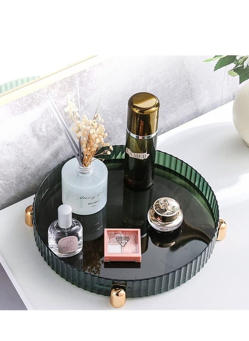 SYOSI - Makeup Perfume Organizer, 360° Rotating Bathroom Vanity Tray, Counter Organizer, Bathroom Vanity Tray with Gold Non-Slip Base, for Perfume, Candle, Makeup, Lotion Bottle, 11 Inches, Green - Image 1