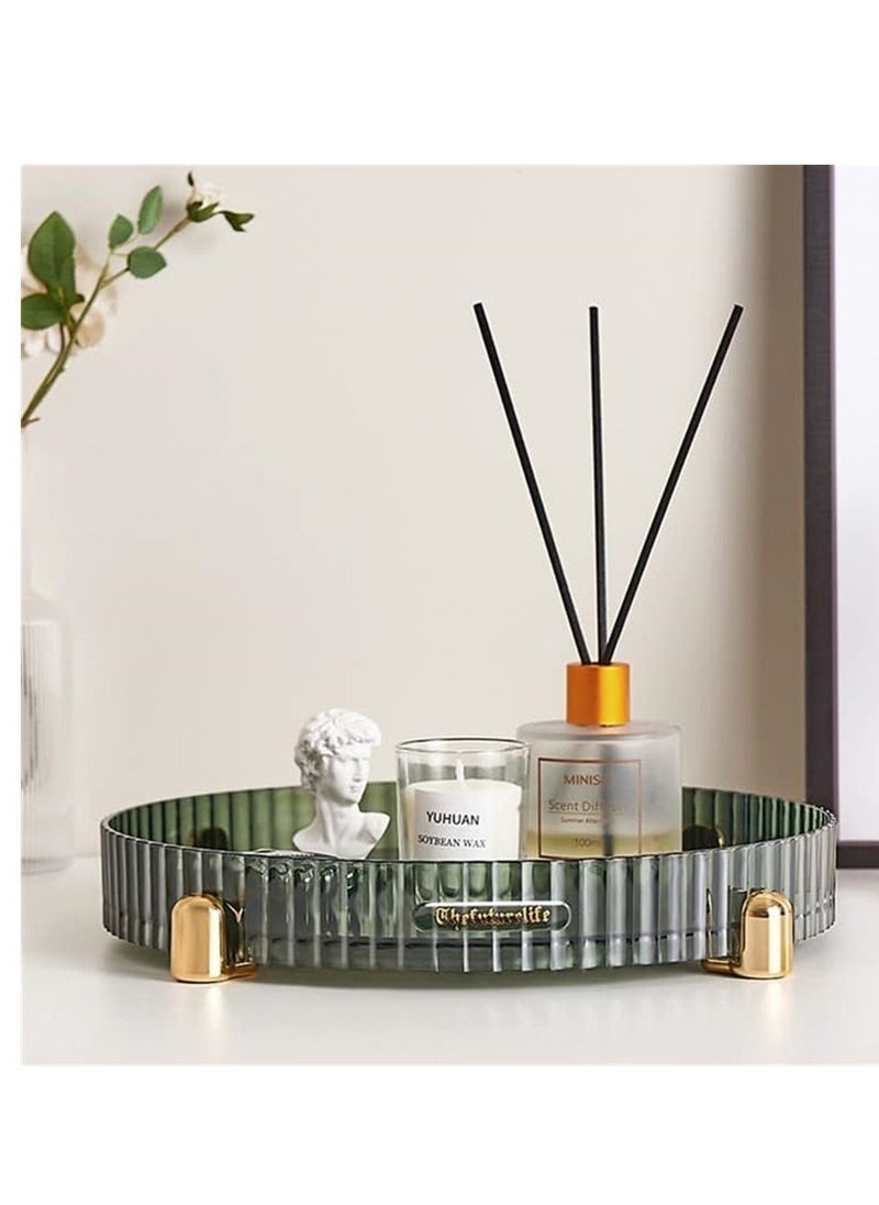 SYOSI - Makeup Perfume Organizer, 360° Rotating Bathroom Vanity Tray, Counter Organizer, Bathroom Vanity Tray with Gold Non-Slip Base, for Perfume, Candle, Makeup, Lotion Bottle, 11 Inches, Green - Image 1