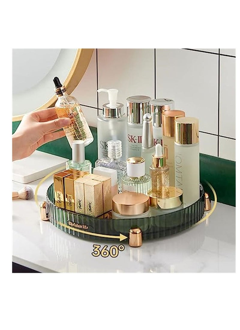 SYOSI - Makeup Perfume Organizer, 360° Rotating Bathroom Vanity Tray, Counter Organizer, Bathroom Vanity Tray with Gold Non-Slip Base, for Perfume, Candle, Makeup, Lotion Bottle, 11 Inches, Green - Image 1