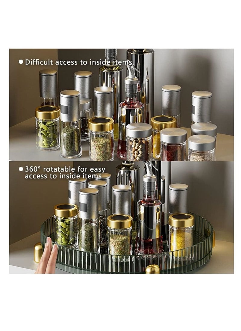 SYOSI - Makeup Perfume Organizer, 360° Rotating Bathroom Vanity Tray, Counter Organizer, Bathroom Vanity Tray with Gold Non-Slip Base, for Perfume, Candle, Makeup, Lotion Bottle, 11 Inches, Green - Image 1