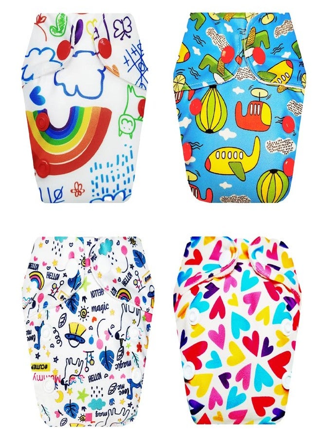 Dumbledo Premium Newborn Cloth Diaper with Integrated Insert (Pack of 4) | Soft & Gentle | Reusable & Washable | Adjustable Snaps | Worry-Free Diapering | 0 - 4 Months | Unisex Baby - Image 1