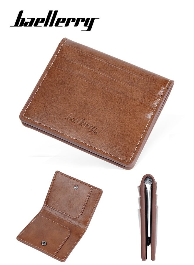 baellerry Men Leather Wallet With Cash Pocket and Card Holder Slots, bifold leather wallet for men Brown - Image 1