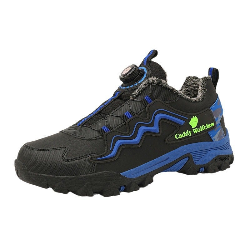 Youth Outdoor Sports Shoes, Boys' Velvet Warm Cotton Shoes, Rotating Button Large Children'S Hiking Shoes, Non-Slip - Image 5