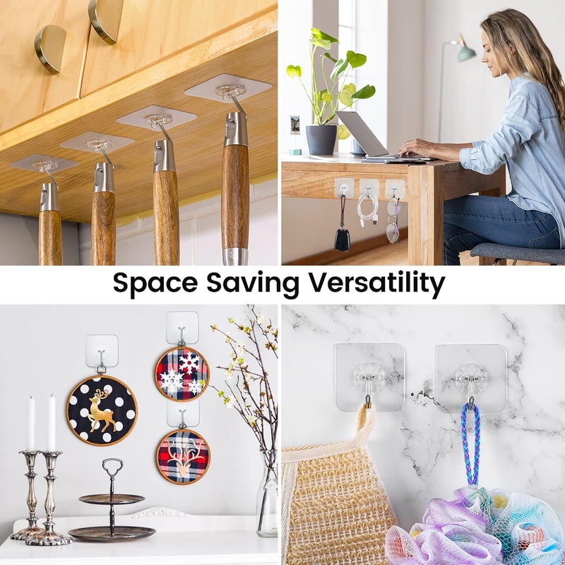 TROFFLLY TROFFLLY Waterproof Self Adhesives Wall Sticky Hook Hangers for Rustproof Transparent Design Bathroom Kitchen Hooks Towel Keys Pack of 10 - Image 3