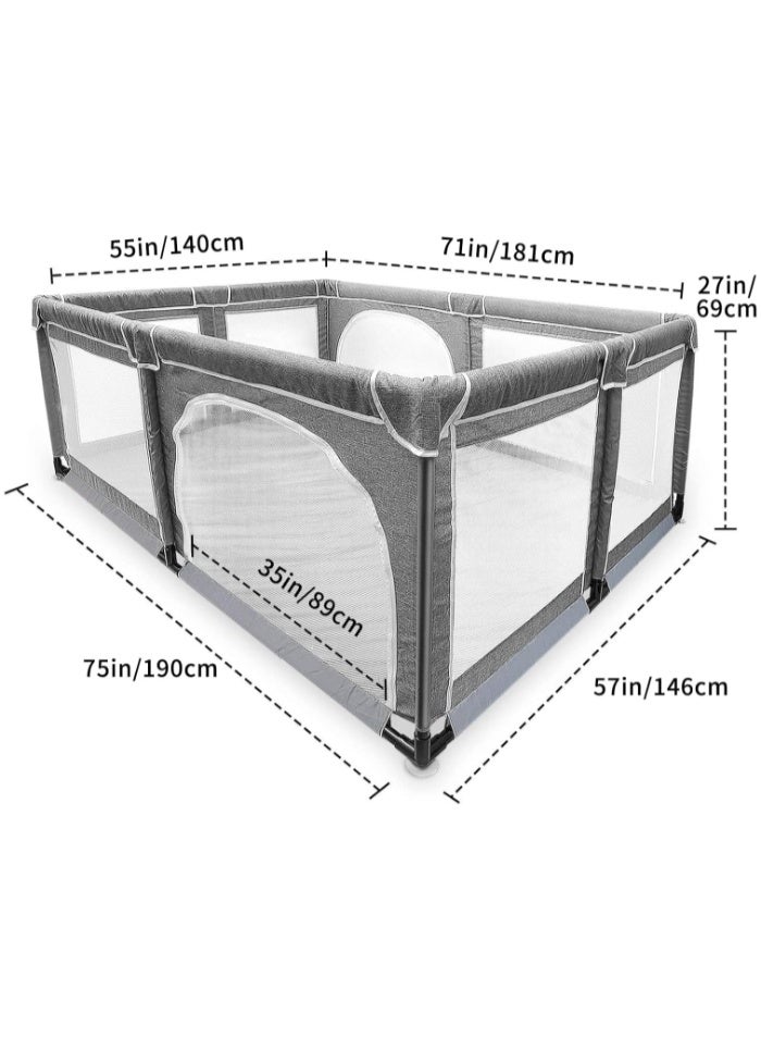 Macon Baby Playpen with Safety Gates – Infant & Toddler Playard with Breathable Mesh for Indoor & Outdoor ActivityBaby Playpen with Safety Gates – Infant & Toddler Playard with Breathable Mesh for Indoor & Outdoor Activity - Image 1