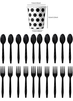Party 50pcs Football Series Theme Party Disposables Set (Including 7" Plate, Fork, Spoon, Paper Cup Napkin)  - Image 3