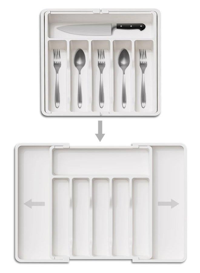 Eoptify Kitchen Drawer  Cutlery Organizer Flatware Drawer Tray, Adjustable Cutlery Tray, Utensil Kitchen Holder for  Spoons Forks Knives Drawer Cutlery Tray Organizer - Image 2