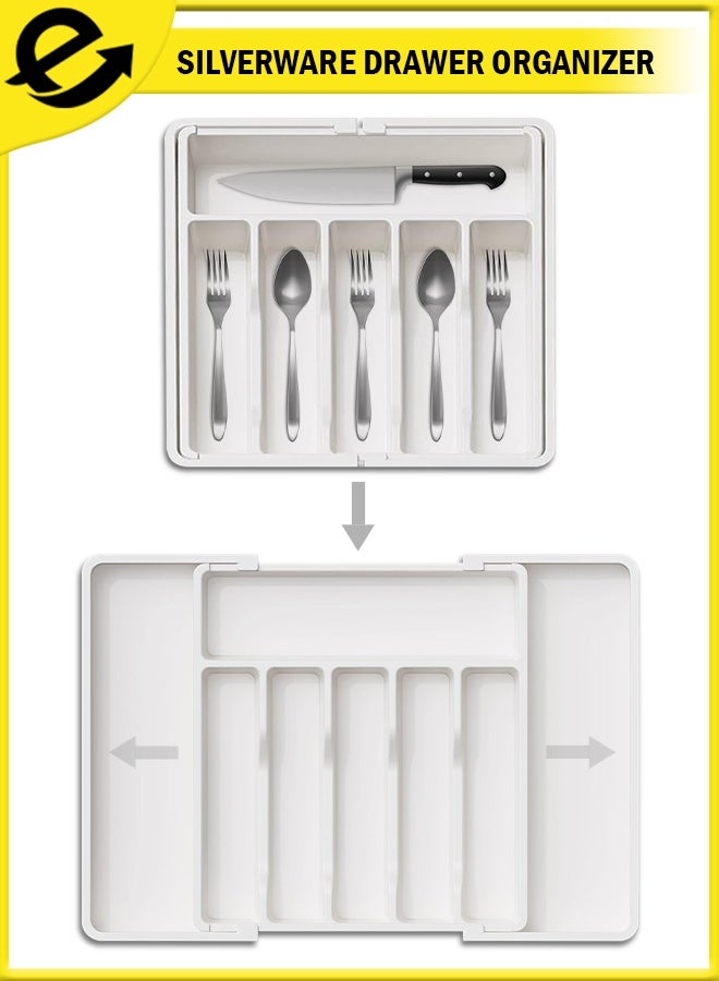 Eoptify Kitchen Drawer  Cutlery Organizer Flatware Drawer Tray, Adjustable Cutlery Tray, Utensil Kitchen Holder for  Spoons Forks Knives Drawer Cutlery Tray Organizer - Image 1