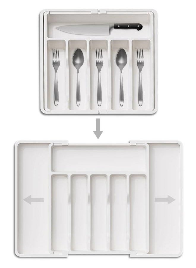 Eoptify Kitchen Drawer  Cutlery Organizer Flatware Drawer Tray, Adjustable Cutlery Tray, Utensil Kitchen Holder for  Spoons Forks Knives Drawer Cutlery Tray Organizer  - Image 1