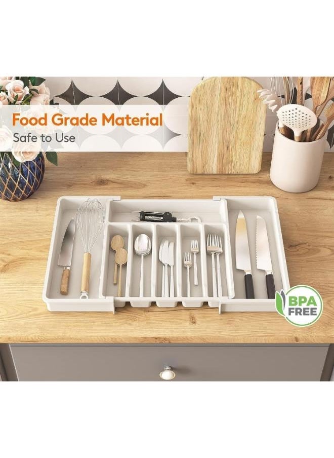 Eoptify Kitchen Drawer  Cutlery Organizer Flatware Drawer Tray, Adjustable Cutlery Tray, Utensil Kitchen Holder for  Spoons Forks Knives Drawer Cutlery Tray Organizer  - Image 4