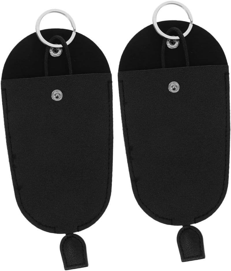PRETYZOOM Geometric Car Key Holder 2pcs Soft Faux Leather Snap Closure Key Organizer for Men and Women Compact and Portable Protective - Image 1