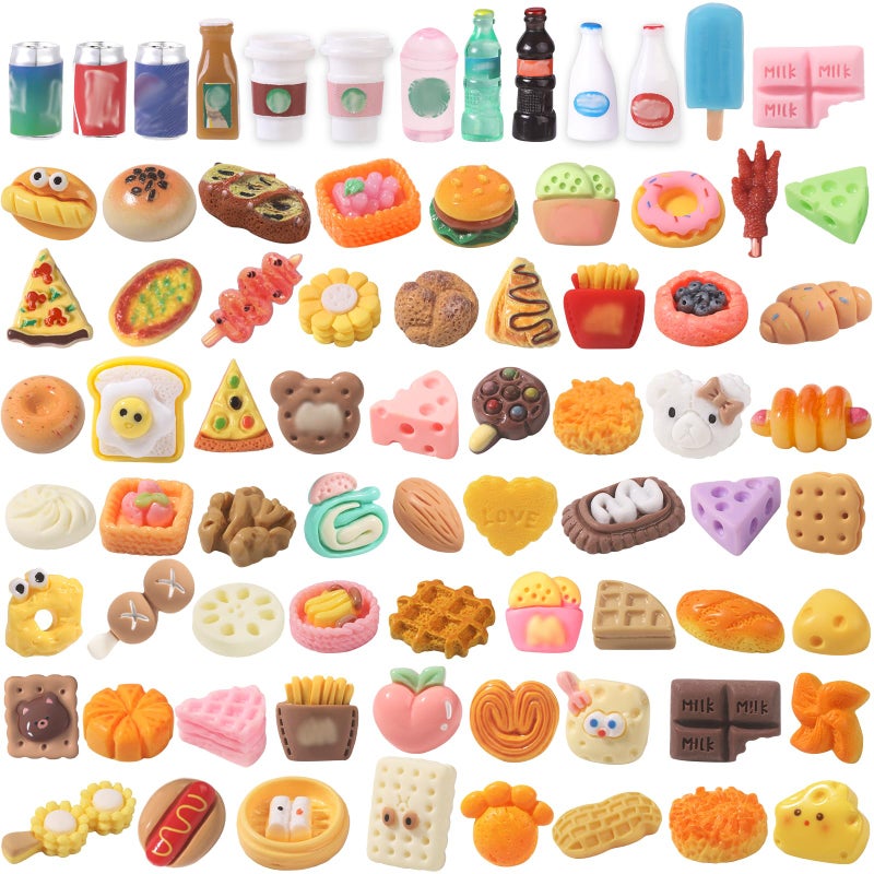 DULEFUN 100pcs Miniature Foods Drink Bottles Toys Mixed Mini Resin Food Drinks Figures Pretend Play Kitchen Game Party Favor Toy for Dollhouse Accessories Decorations - Image 3