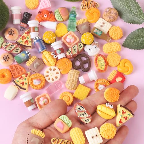 DULEFUN 100pcs Miniature Foods Drink Bottles Toys Mixed Mini Resin Food Drinks Figures Pretend Play Kitchen Game Party Favor Toy for Dollhouse Accessories Decorations - Image 5