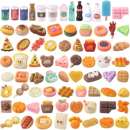 DULEFUN 100pcs Miniature Foods Drink Bottles Toys Mixed Mini Resin Food Drinks Figures Pretend Play Kitchen Game Party Favor Toy for Dollhouse Accessories Decorations - Image 1