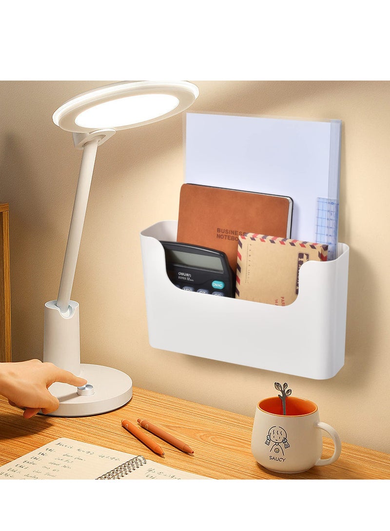 SYOSI Wall Mount File Organizer Holder No Drilling File Holder Mails Magazines Organizer Office Wall Hanging Files Organizer with Adhesive Pad for Home Office Desk Nightstand Stationery Supplies White - Image 5