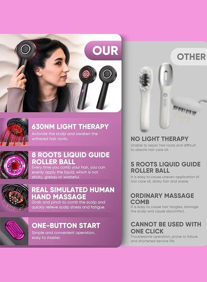 Hair Brush Scalp Oil Applicator Rechargeable Vibration Massage and Comb Follicle Massager for Hair Growth and Anti-Hair Loss - Image 4
