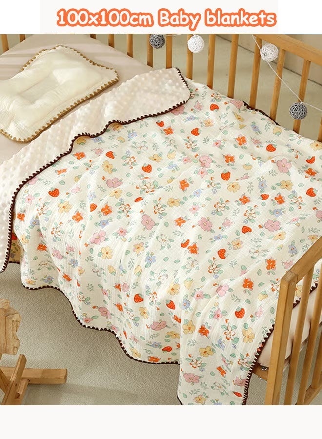 Aissiora 100x100cm Cotton baby blanket Summer baby blankets Thin baby quilt Children's blankets Children's nap blanket Infant swaddling Soft and skin-friendly Moisture-wicking - Image 1