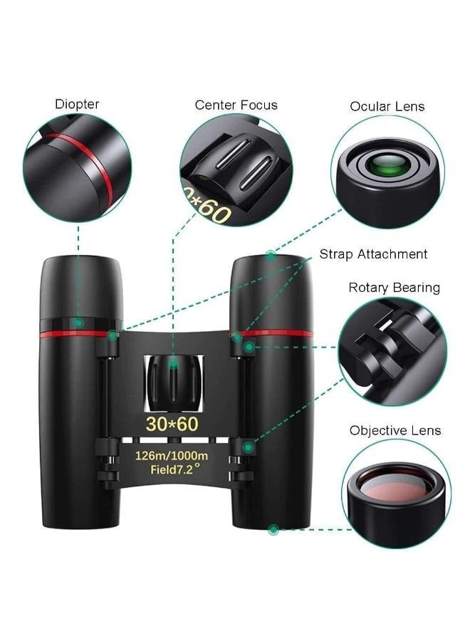 مناظير للرؤية الليلية مقاس 30 × 60 يومًا وقابلة للطي ومضادة للماء ومنظار صغير محمول - Image 3
