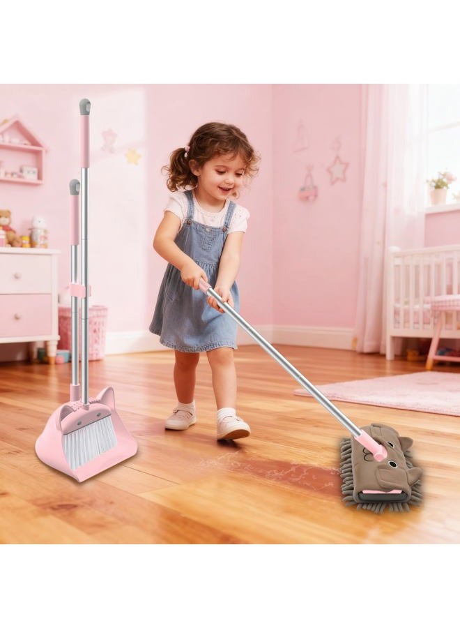 nacena Mini Broom with Dustpan & Mop for Kids, 28-in Handle Kids Brooms and Dustpan Set for Toddlers Cat-Shaped Children Broom and Cleaning Set Boys Girls Small Housekeeping Helper Sets, Pink - Image 5