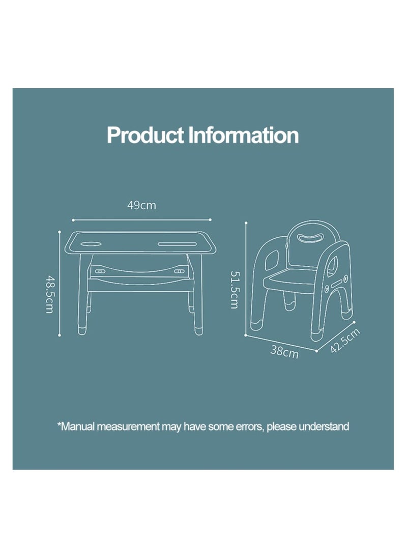 Children table chair set, ergonomic activity table for kids with storage space, for children reading, drawing, eating, studying, parent-child interaction, pink