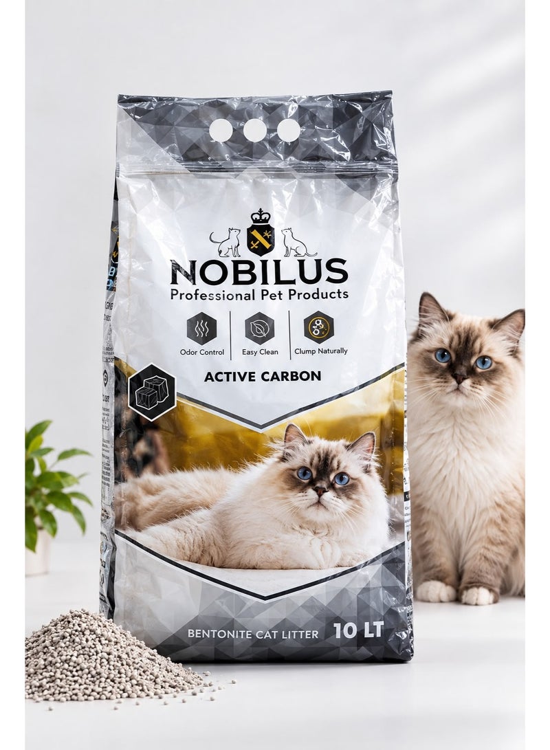 رمل قطط بينتونيت بالكربون النشط من نوبيلوس (Nobilus) – سعة 10 لتر