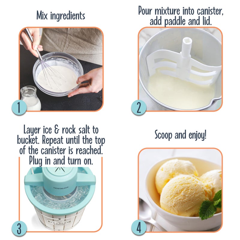 Nostalgia Electric Ice Cream Maker â€“ Parlor Style, Old Fashioned Soft Serve Ice Cream Machine Makes Frozen Yogurt or Gelato in Minutes - Fun Kitchen Appliance â€“ White - 4 Quart - Image 4