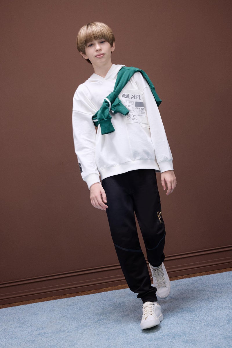 DeFacto Black Boy Boy Printed Elastic Waist Leg Sweatpants Casual - Image 2