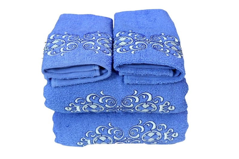 COMFIGIFTS 100% Cotton 4 Piece Towel Set | 2 Bath Towels & 2 Hand Towels | 370 GSM | Soft, Absorbent, Lightweight Towels with Computerized Embroidery - Image 1