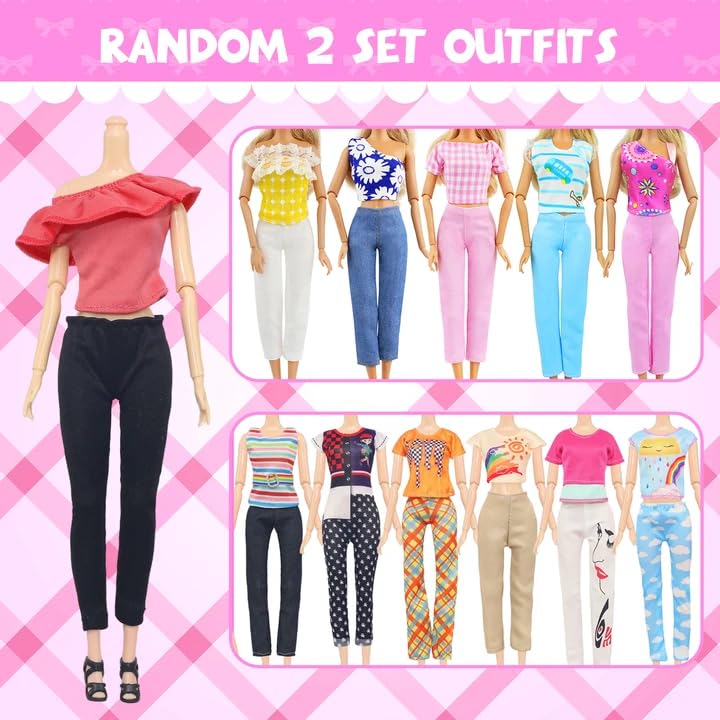 K. T. Fancy K.T. Fancy 100 Pcs Doll Clothes and Accessories 5 Wedding Gowns 10 Camisole Dress 2 Fashion Dresses 2 Tops 2 Pants 2 Bikini Swimsuits 10 Shoes 40 Hangers 17 Accessories for 11.5 inch Doll - Image 5
