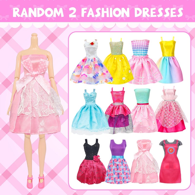 K. T. Fancy K.T. Fancy 100 Pcs Doll Clothes and Accessories 5 Wedding Gowns 10 Camisole Dress 2 Fashion Dresses 2 Tops 2 Pants 2 Bikini Swimsuits 10 Shoes 40 Hangers 17 Accessories for 11.5 inch Doll - Image 4